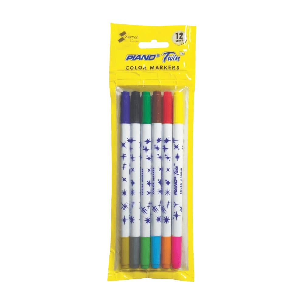 Piano Twin Color Markers 6 pcs 12 color
