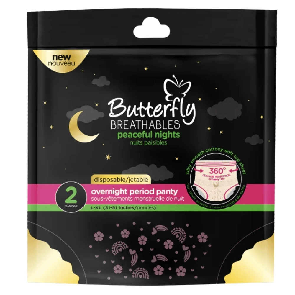 Butterfly Breathables Peaceful Nights Cottony Period Pants L-XL(31-51)Inches Pack 2
