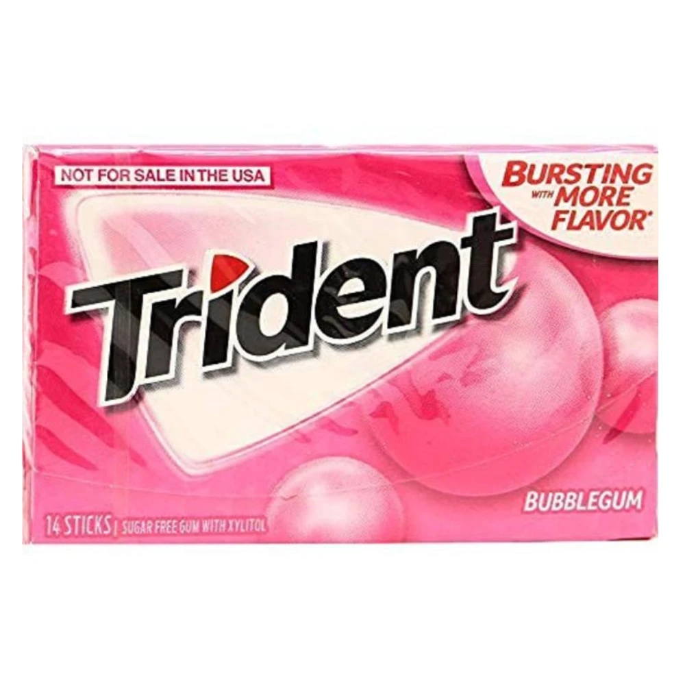 Trident 14 Sticks Sugar Free Gum Bubble Gum
